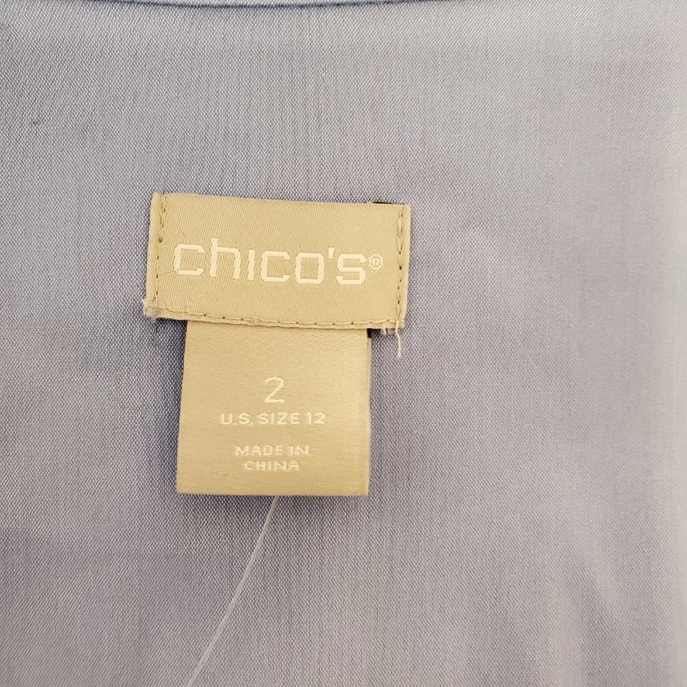 Chico's Poplin Side Slit Shirt, Size 2, Blue Veil. NWT. - Picture 4 of 9